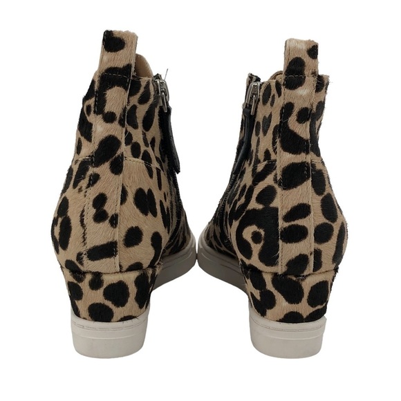NEW LINEA Paolo Anna 3 Leopard Print Calf Hair Wedge Side Zip Sneaker Size 5 - Picture 4 of 5